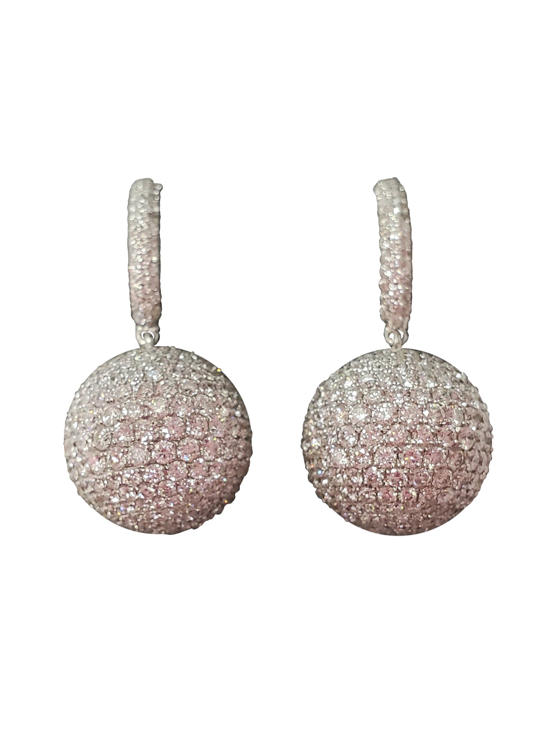 - White Gold Pave Ball Earrings -