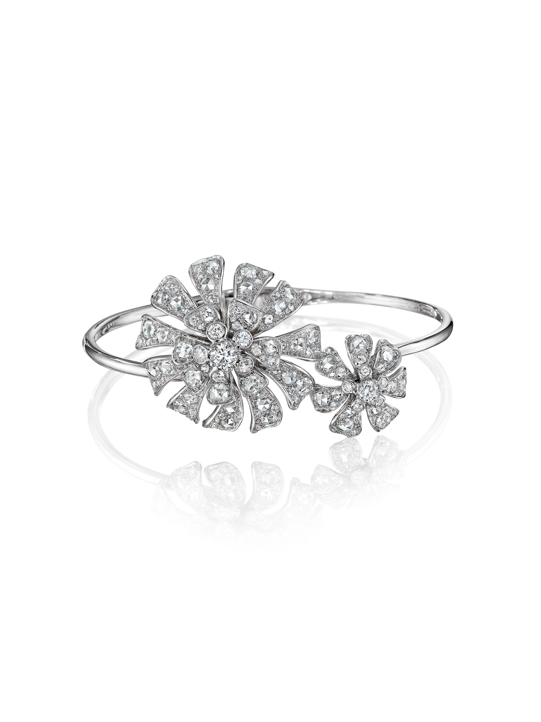 - Double Blossom Aster Designer Bangle Bracelet -