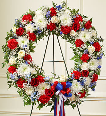 Serene Blessings Red White Blue Standing Wreath