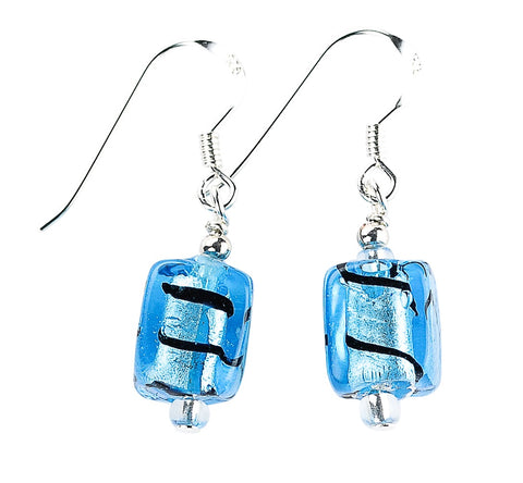 Shimmery sea blue earrings.