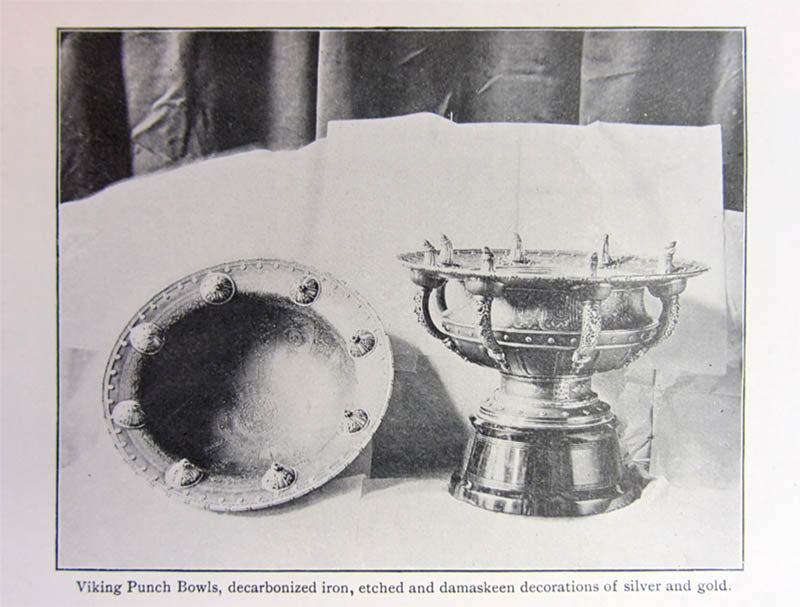 The "Viking Punch-bowls" at the Columbian Expo. ("The Tiffany Exhibit" in The Illustrated American, May 20, 1893, p. 592.) The Punch bowl on the right is now at the Met.
