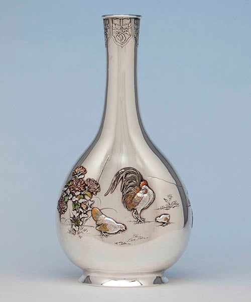 Japanese Work Sample vase number 8727 made by the Gorham Manufacturing Company, New York, and Providence, Rhode Island, and by unknown Japanese artists, 1897–1898