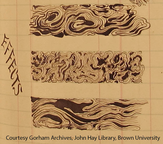 Tiffany & Co. Mokume patterns, courtesy Gorham Mfg. Co. Archives, John Hay Library, Brown University.