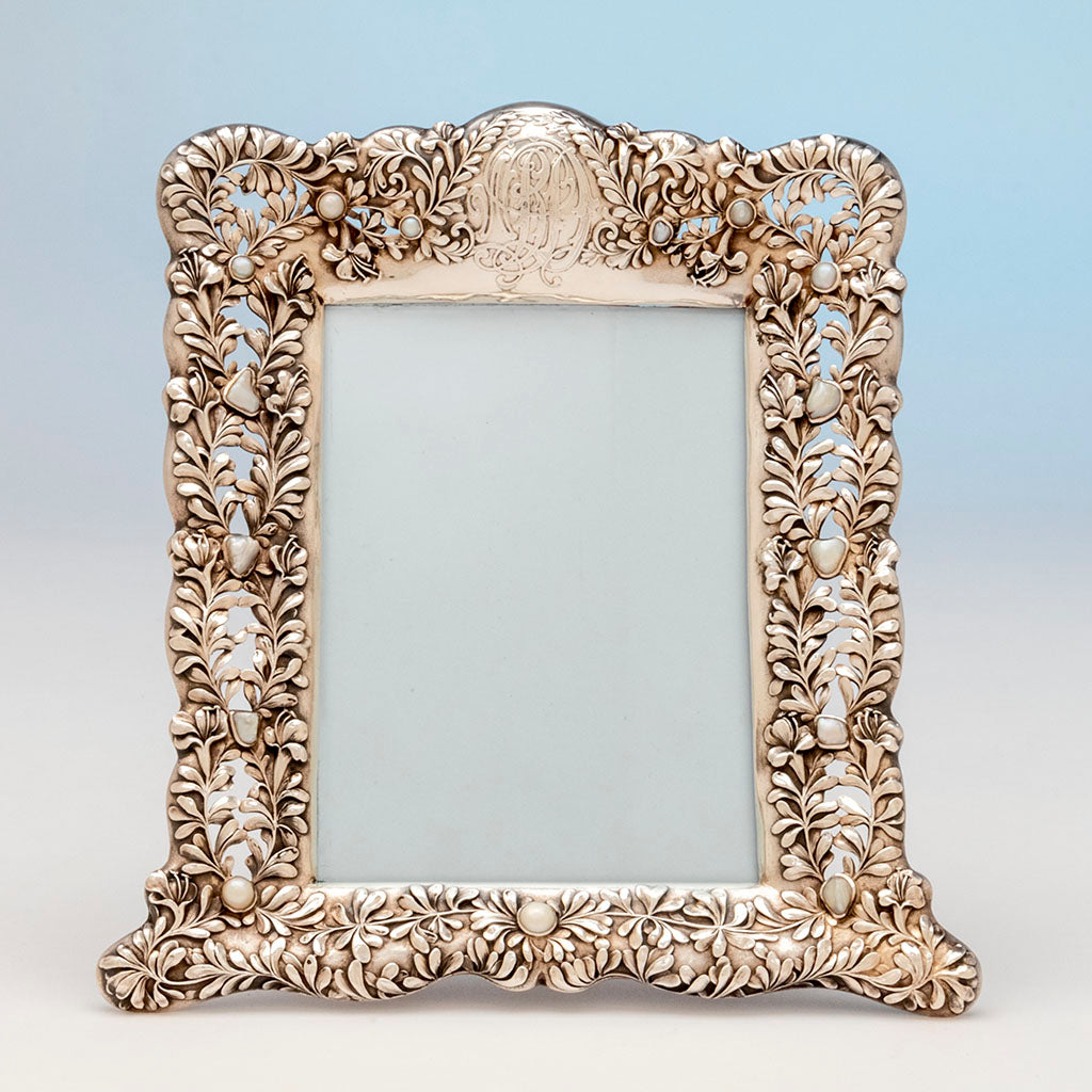 Tiffany and Co. Antique Sterling Silver Figural Picture Frame, NYC