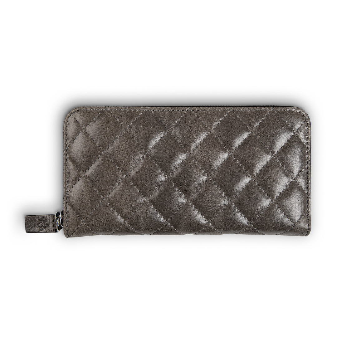 Leather Quilted Women's Wallet, Nicon Black