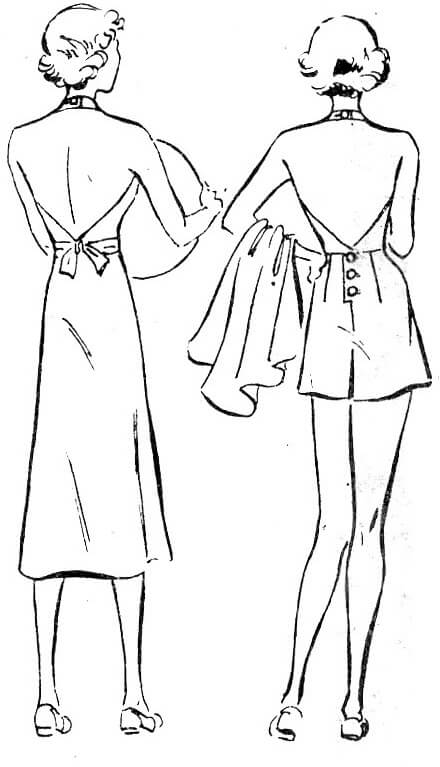 1930s beachwear halter dress & playsuit vintage sewing pattern 1134 ...