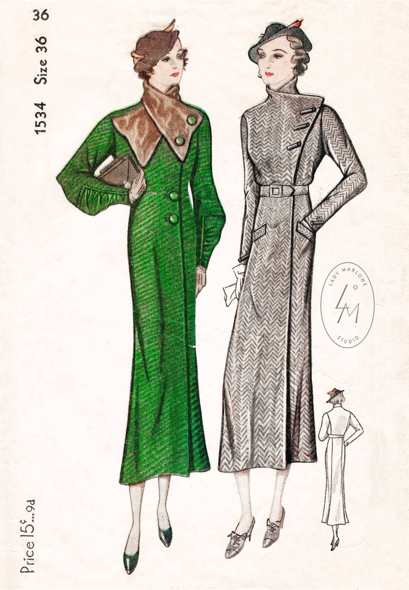 1930s coats capes outerwear vintage sewing patterns – Lady Marlowe