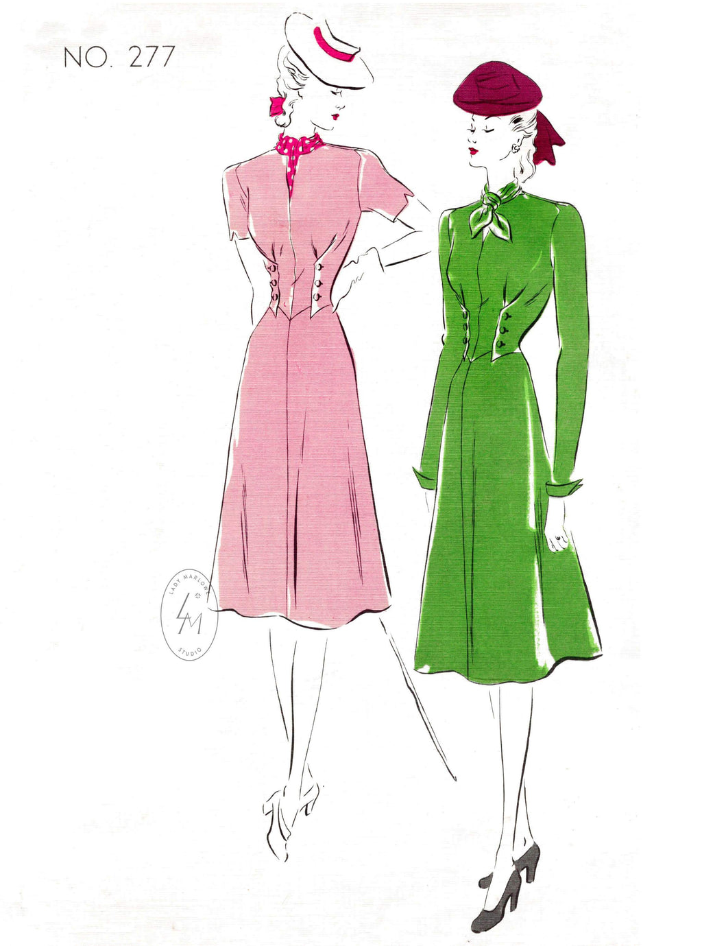 1930s Dress Vintage Sewing Pattern Reproduction One Piece Frock Lady Marlowe