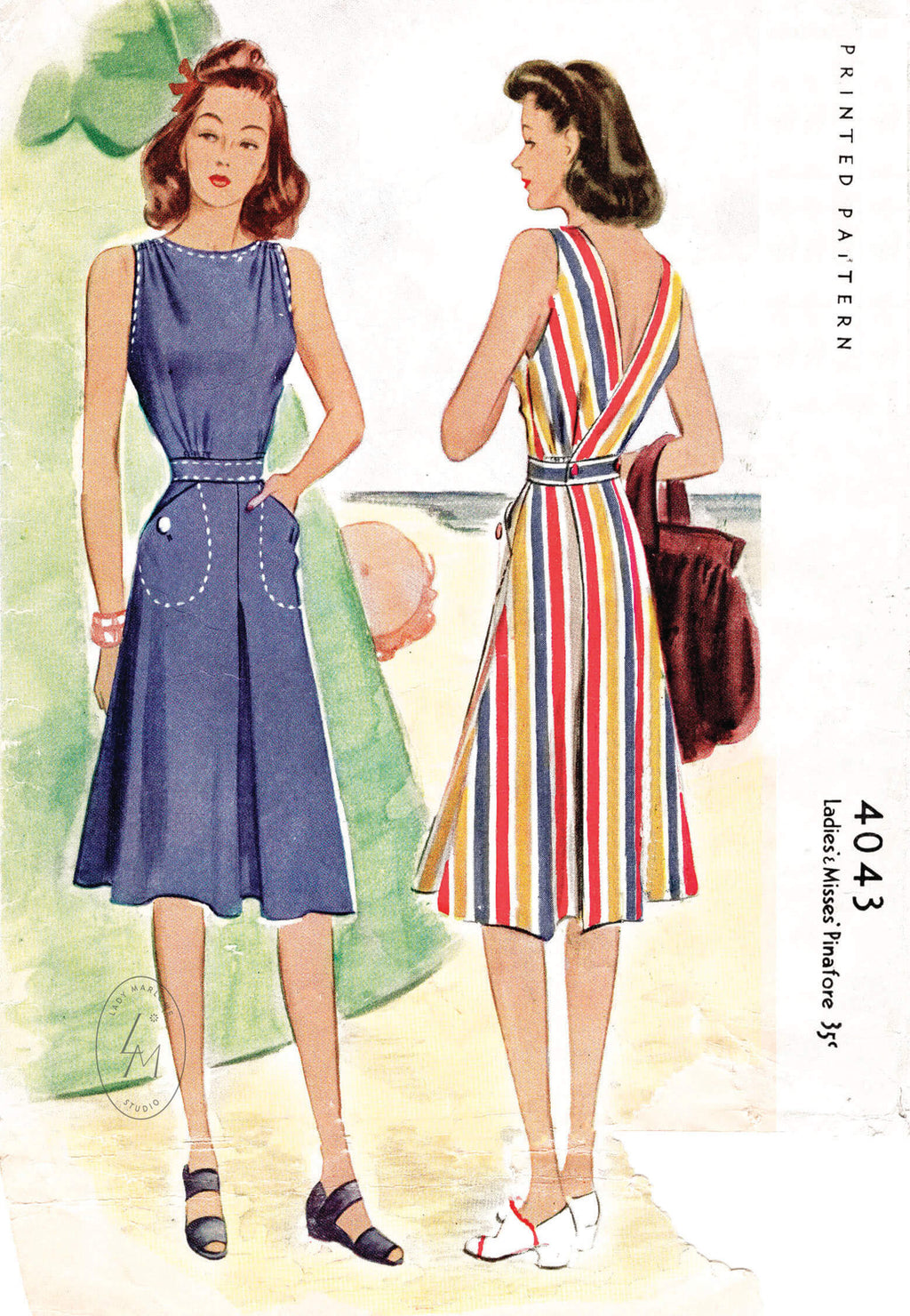 1940s vintage sewing pattern beach dress – Marlowe