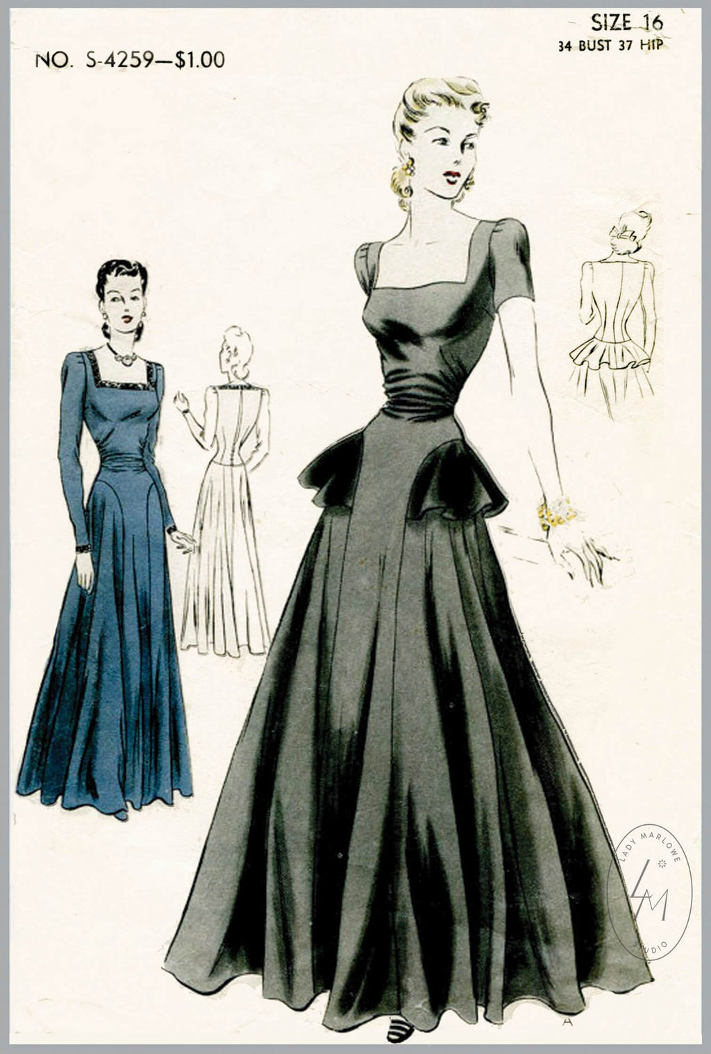 1940s glamour evening dress