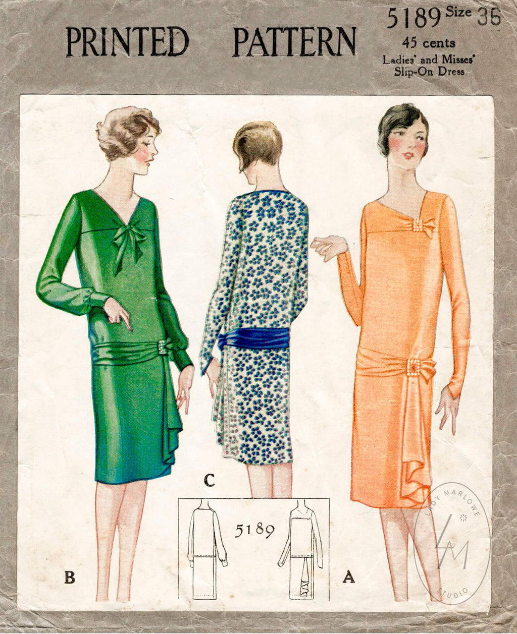 1920s vintage sewing pattern reproduction flapper dress 5189 – Lady Marlowe