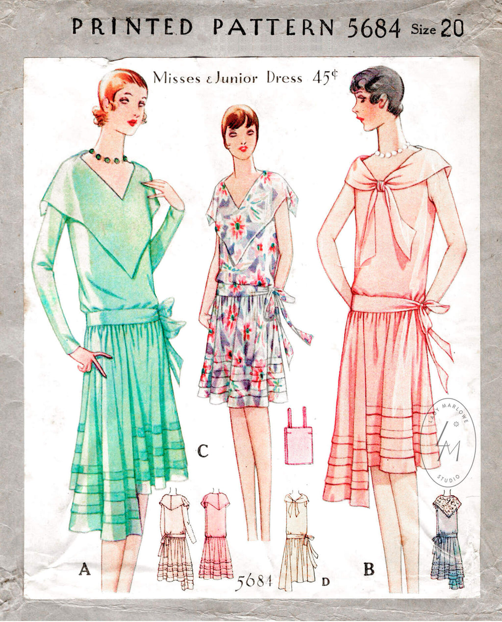 1920s flapper party dress vintage sewing pattern reproduction – Lady ...
