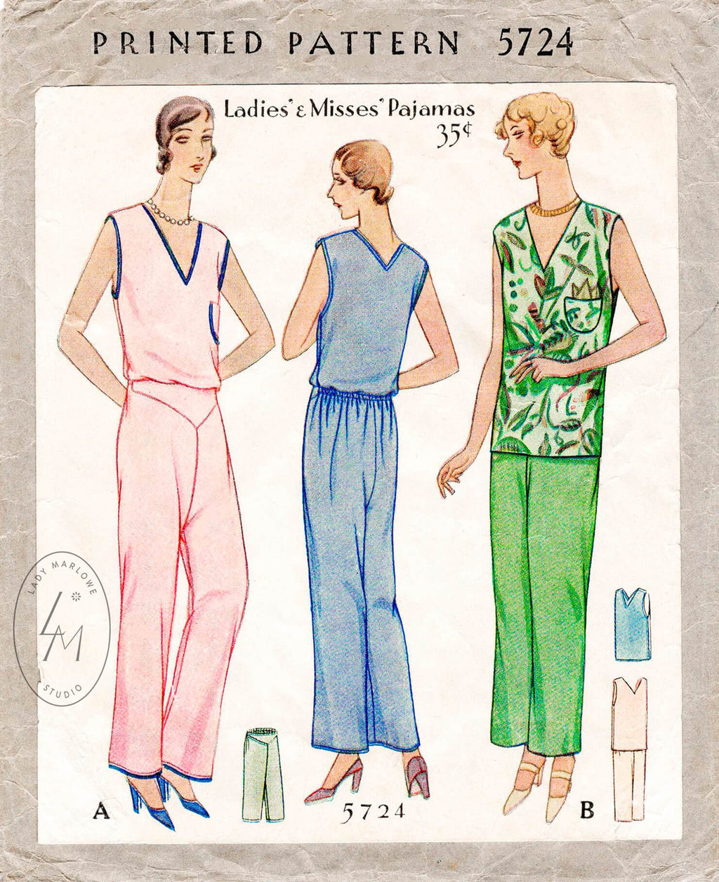 Ernest Shackleton boezem referentie 1930s loungewear pajama pyjama vintage sewing pattern reproduction – Lady  Marlowe