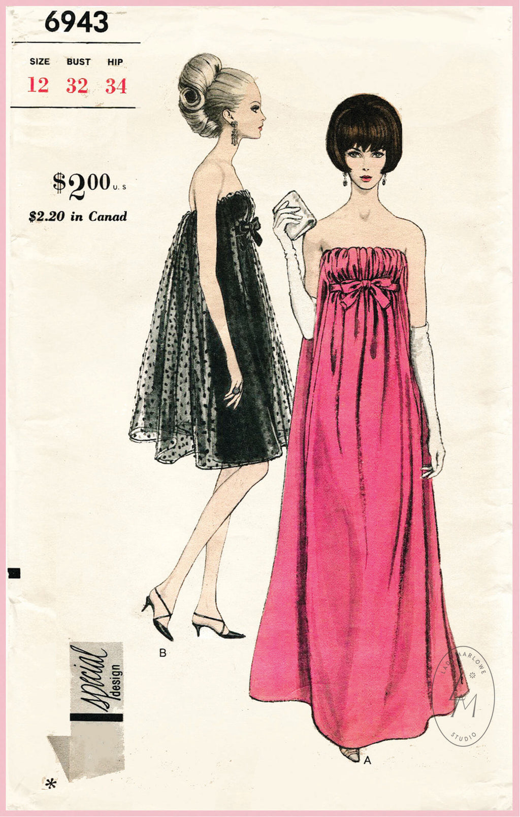 1960s-evening-cocktail-dress-sewing-pattern-6943-lady-marlowe