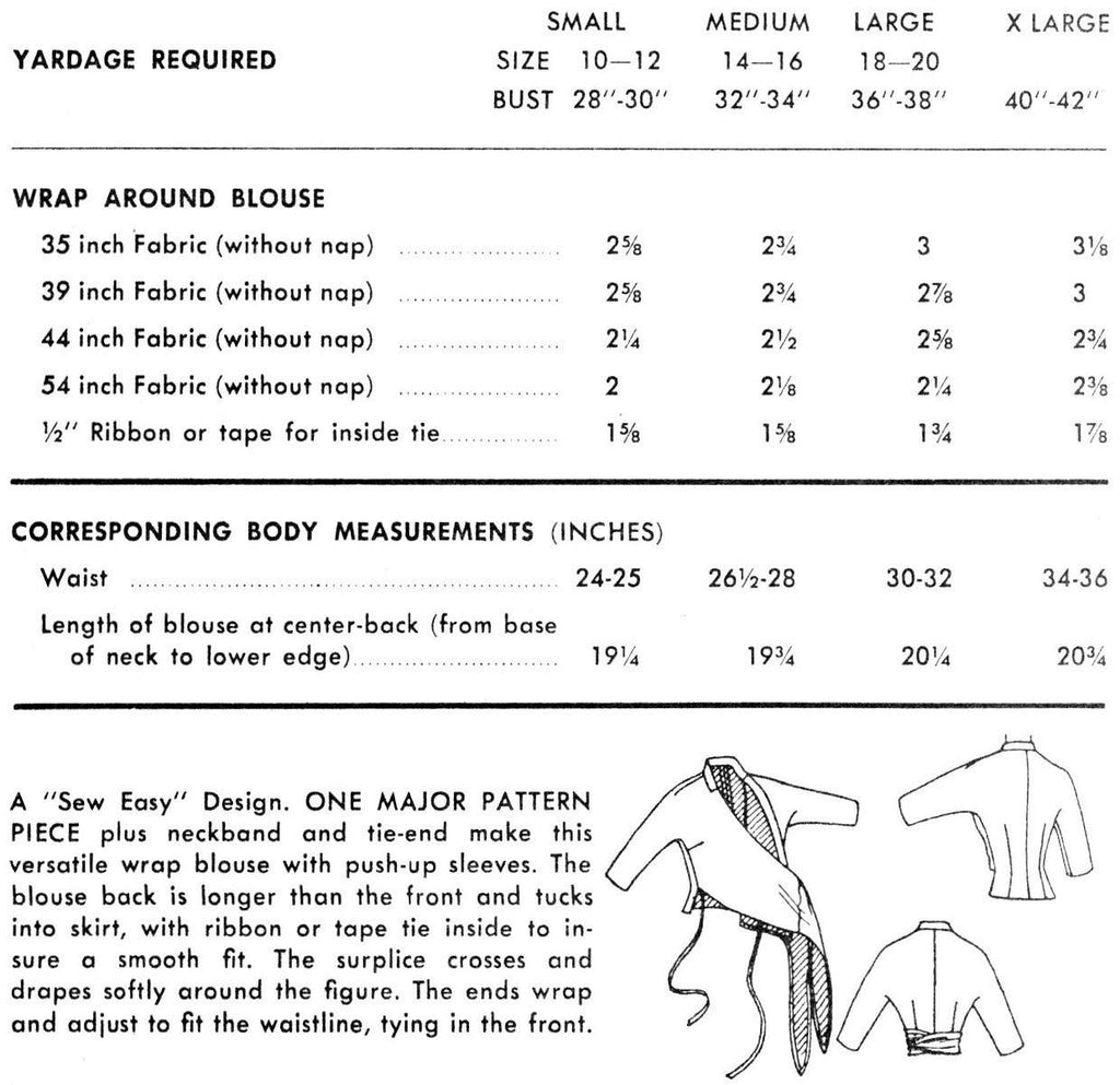 1950s wrap blouse vintage sewing pattern 7701 pdf dowload – Lady Marlowe