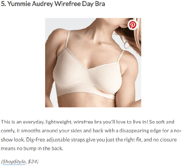 Various Yummie bras and tanks shown in publications.