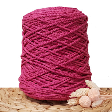 3mm Hot Pink- 3ply Recycled Cotton Macrame Cord
