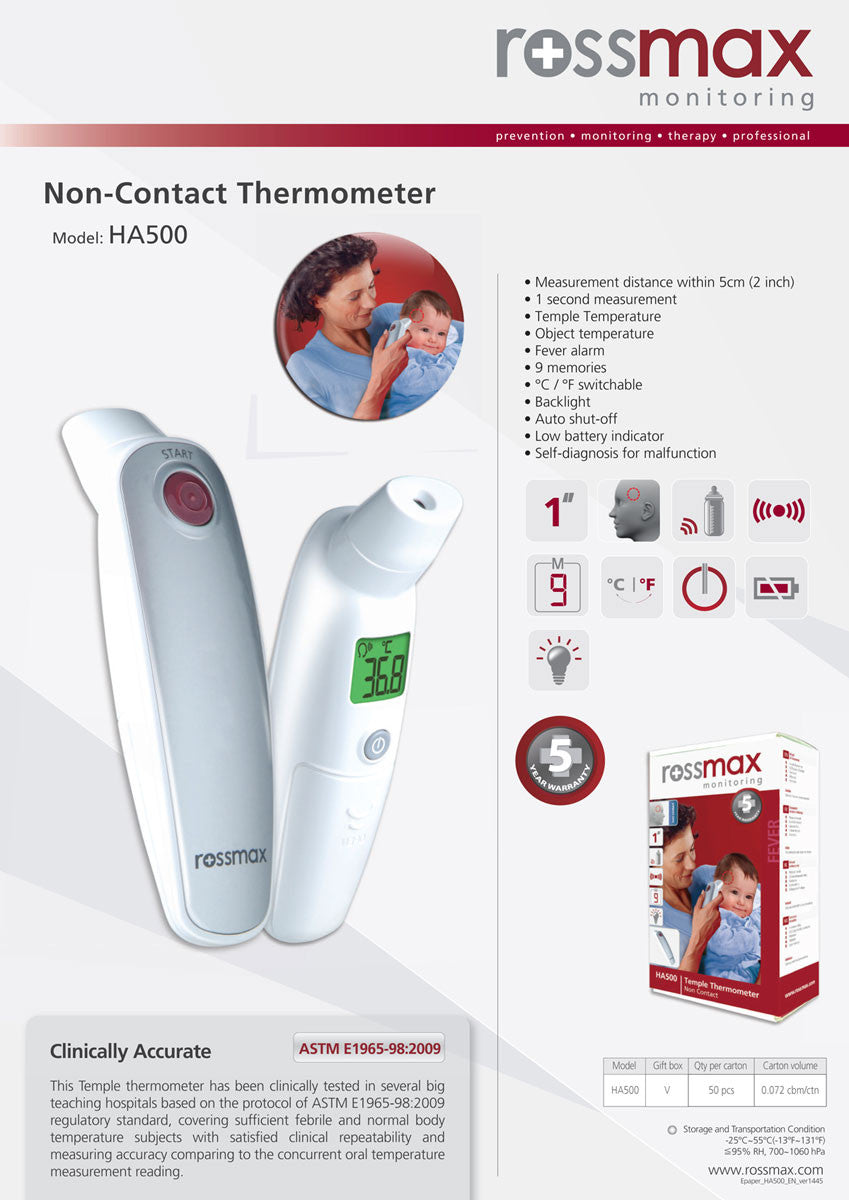 HA500 Non-Contact Temple Thermometer Rossmax Your Total Healthstyle  Provider