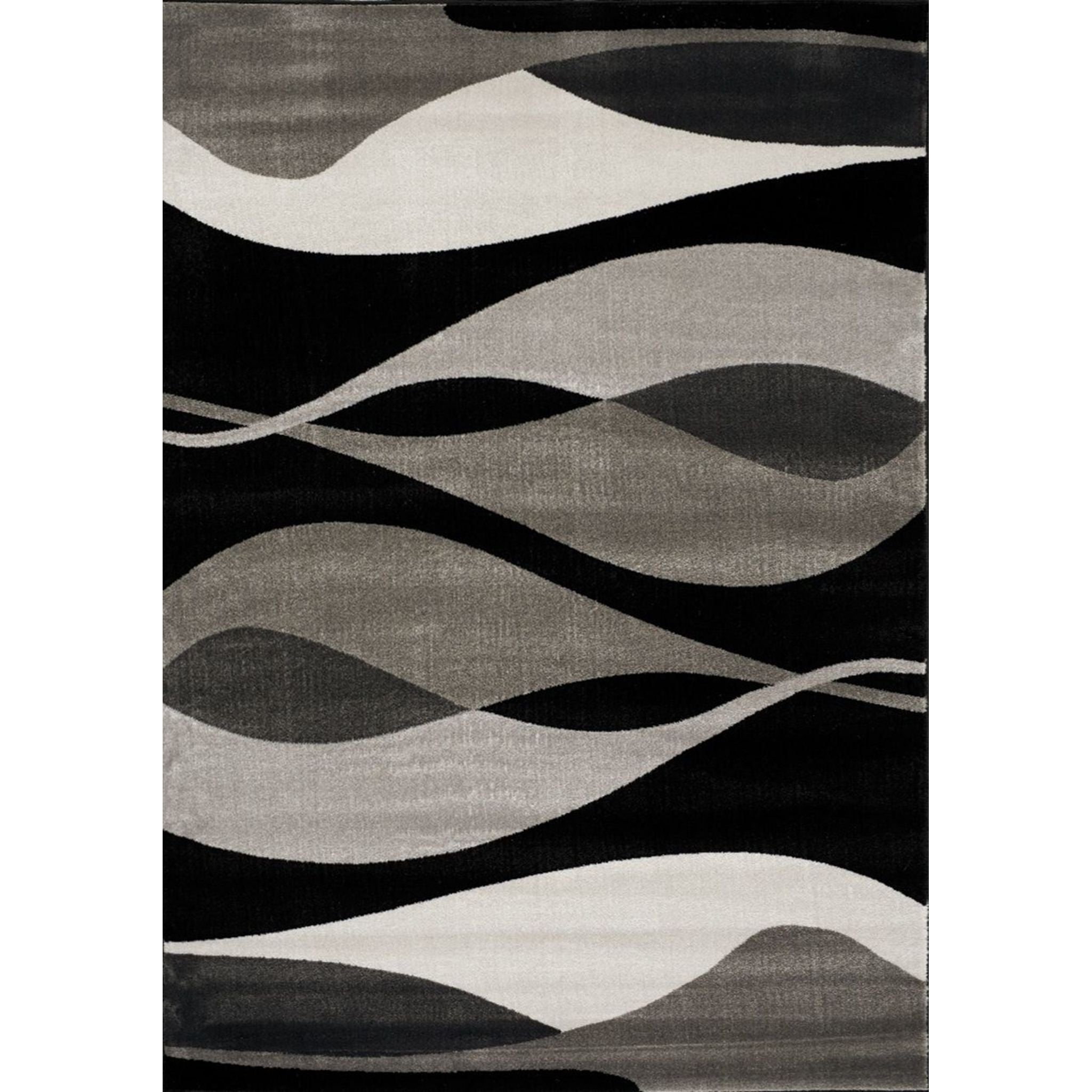 Kalora Platinum Area Rug In Black, Size: 5' X 8'