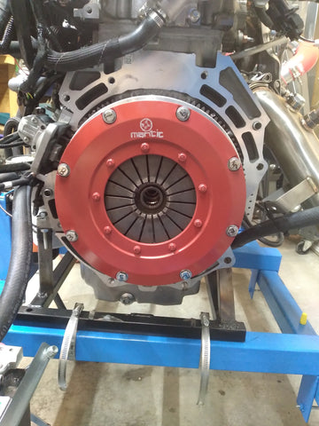 Mantic USA Ecoboost Mustang Twin Disc installed on Ford Crate Engine