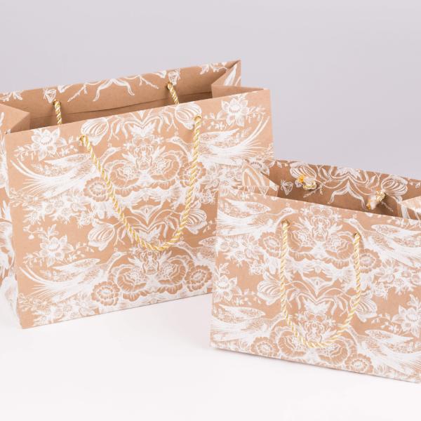 Luxury Gift Bag, Large Flower Power Design (White)