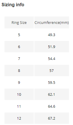 Ring Sizing Info