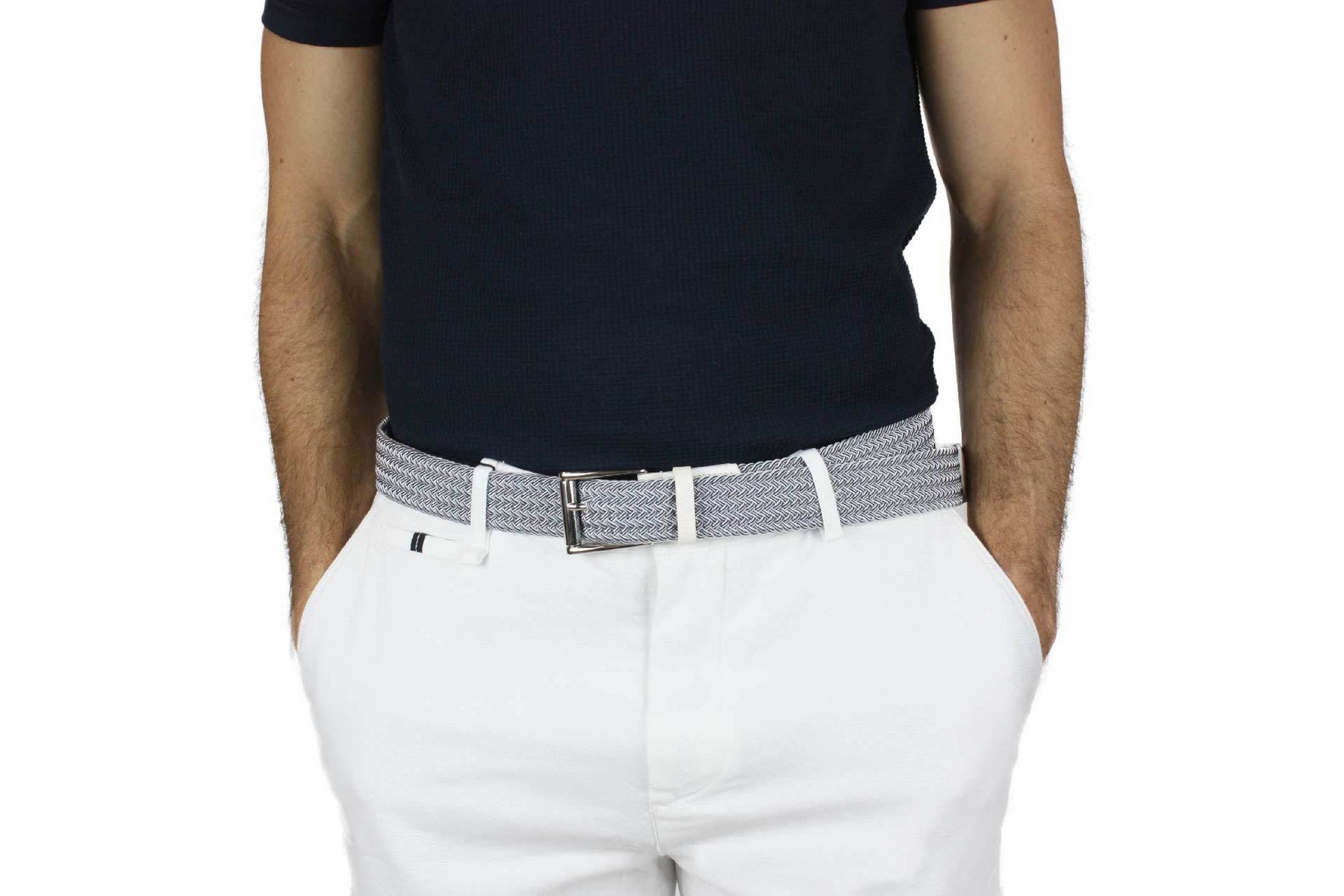 Men&#39;s Woven Golf Belt | Easy Fit & Stylish - White | Royal Albartross