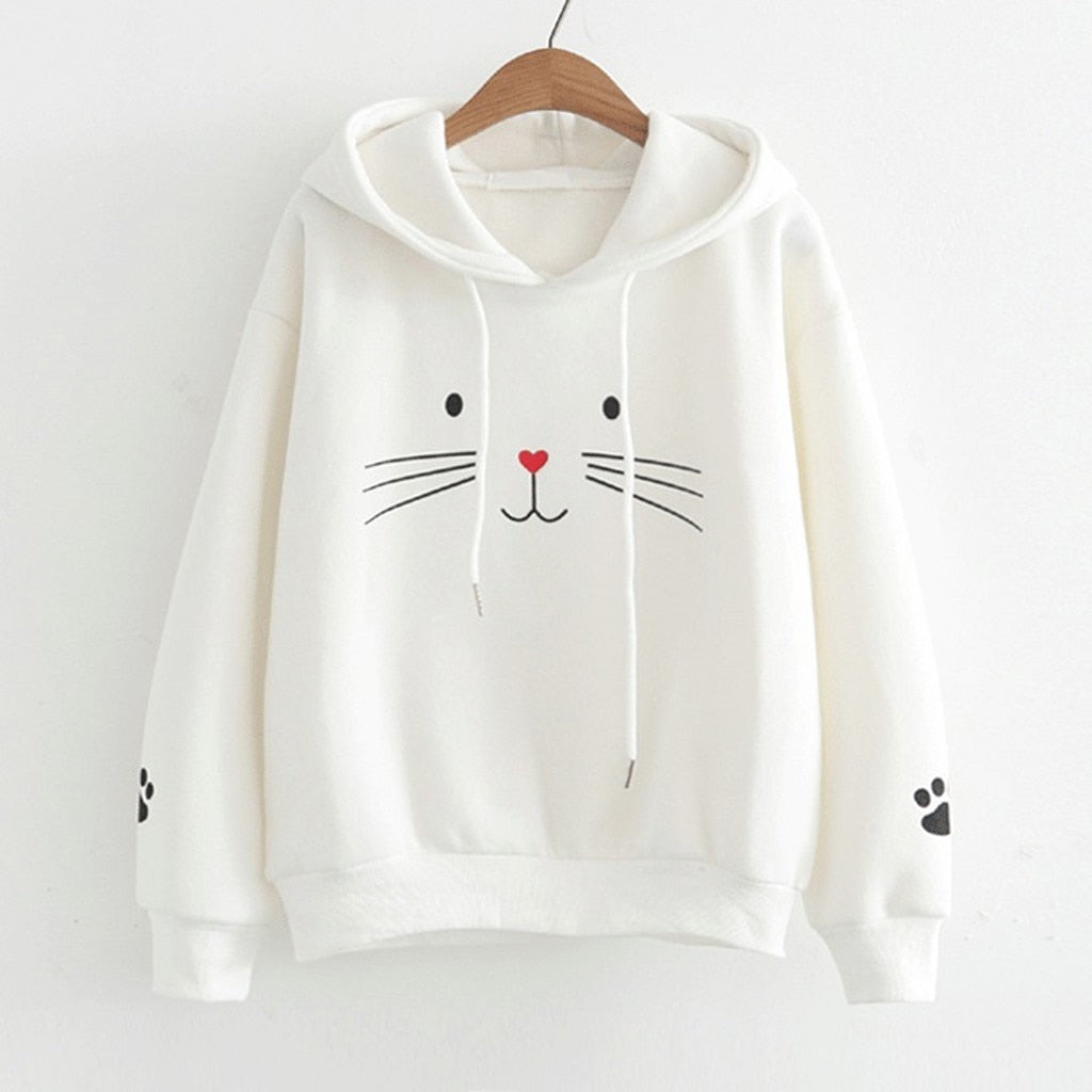 Cute Cat Face Women's Pullover Sweater 