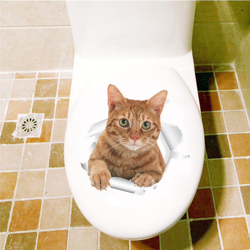  3D  Cat  Wall  Toilet Vinyl Decal Wall  Sticker ThePurrShop