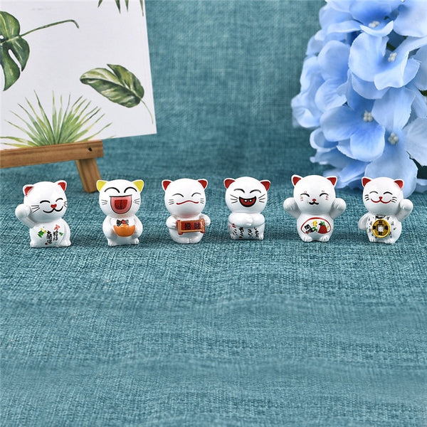 Miniature Lucky  Feng  Shui  Cats 6 Pieces ThePurrShop