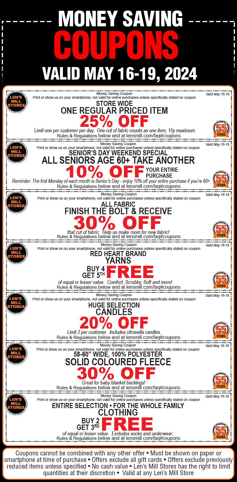 Our current coupons.