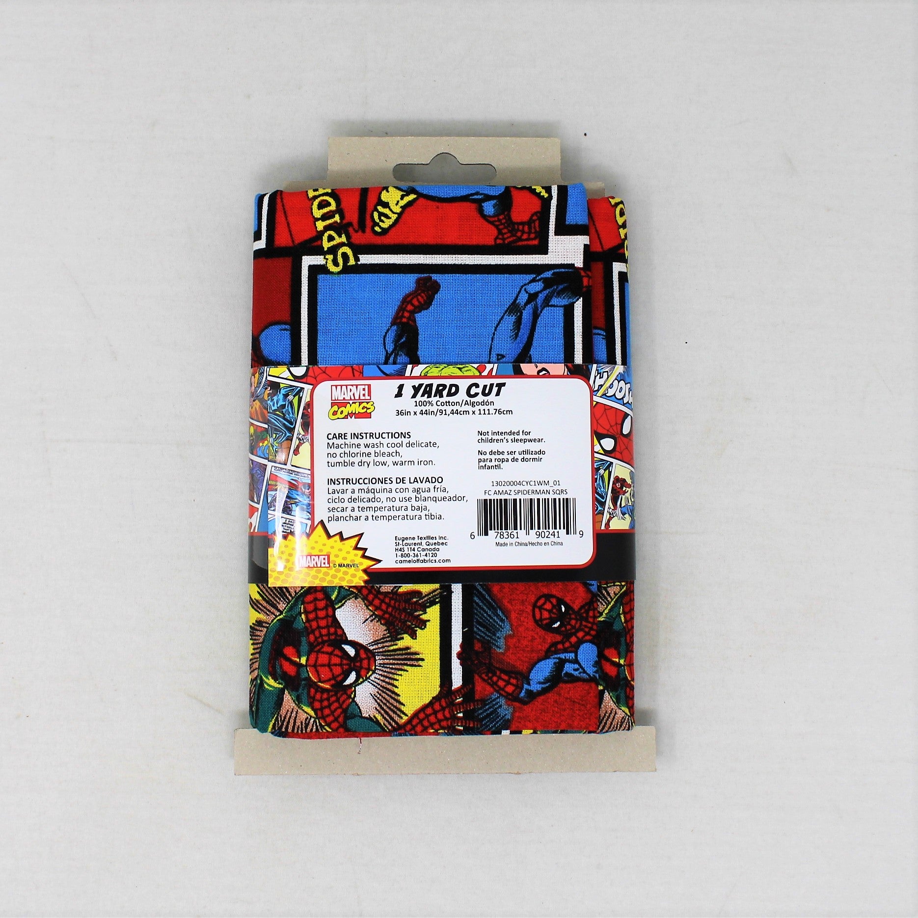 1 Yard Pre-Cut Marvel Fabric: Amazing Spiderman Squares - 36