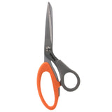 8.25" dressmaker scissors out of packaging on white background (grey and orange handles)