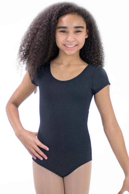 Girls Microfiber Short Sleeve Mesh Back Leotard Dancewear Basic Moves 