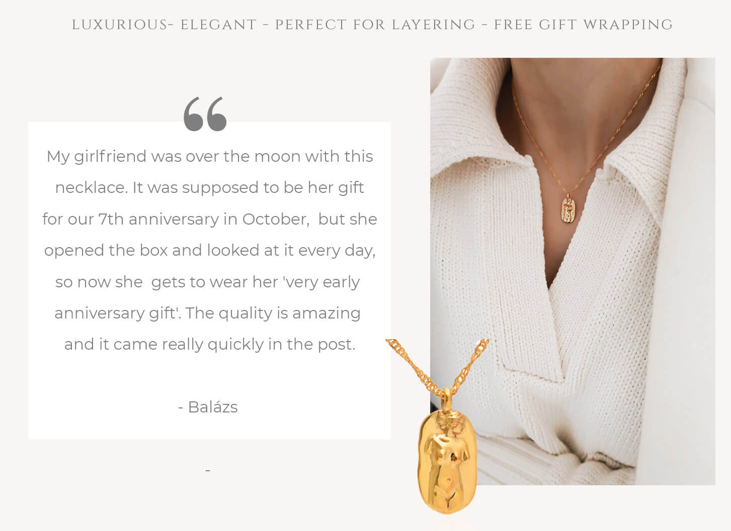 Christmas gifts for girlfriends-Goddess Aphrodite Gold Necklace, Rani & Co.