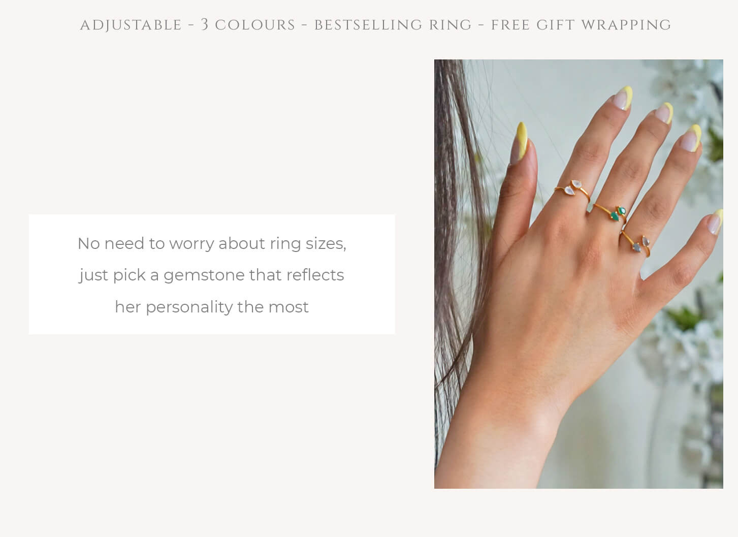 Christmas gift for girlfriend-Adjustable Teardrop gemstone gold ring, Rani & Co.