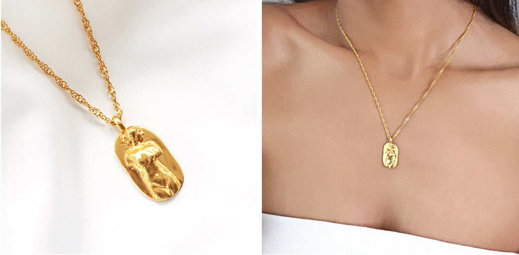 gold goddess aphrodite pendant necklace, Rani & Co. galentine day gift