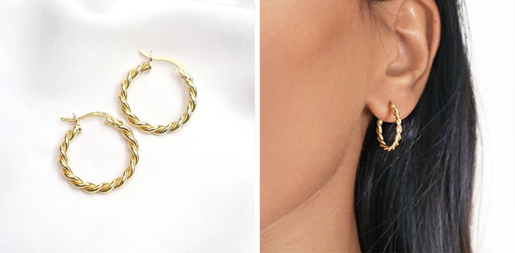 gold twist hoop earrings, Rani & Co. galentine day gift