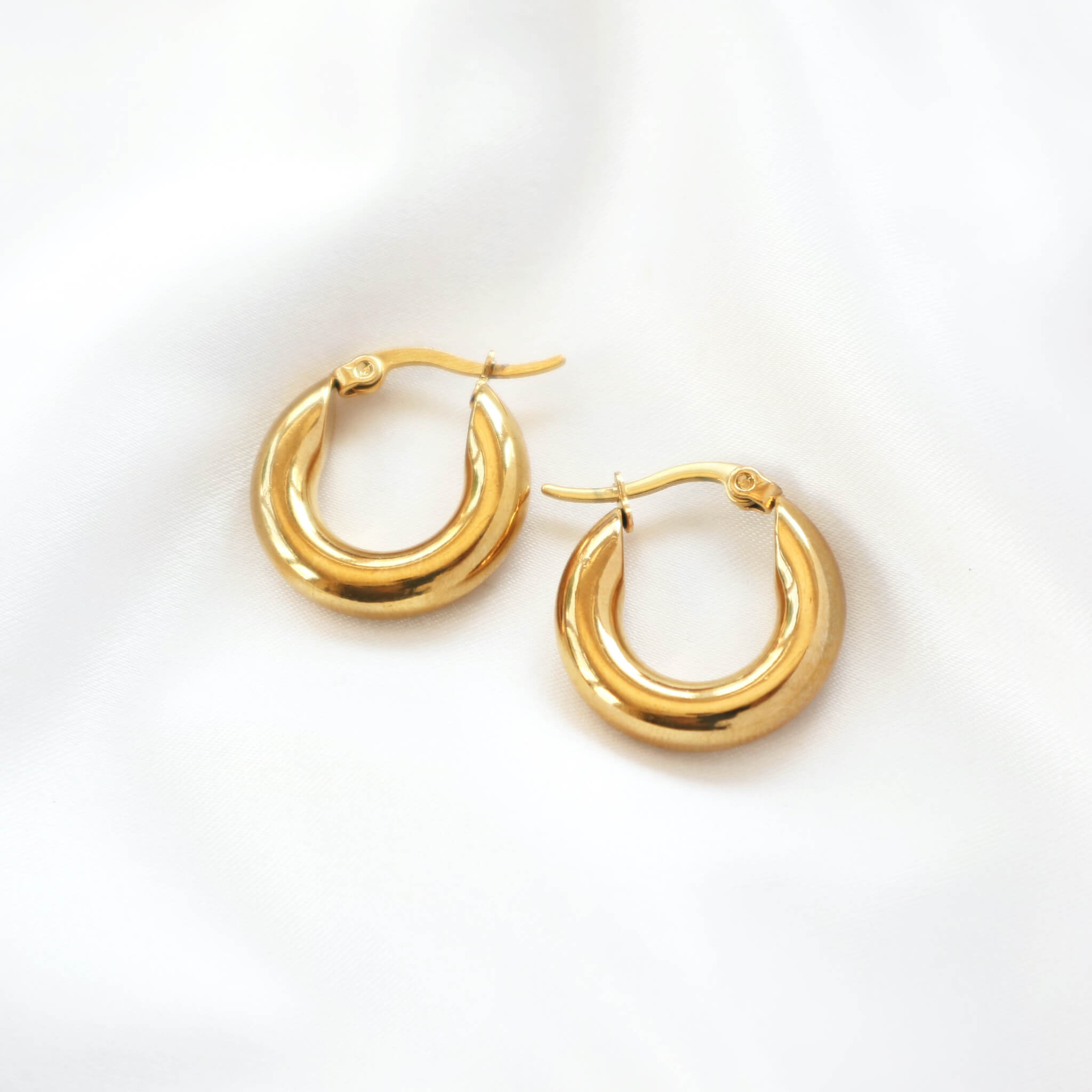 Small Gold Chunky Hoop Earrings Waterproof | Rani & Co.