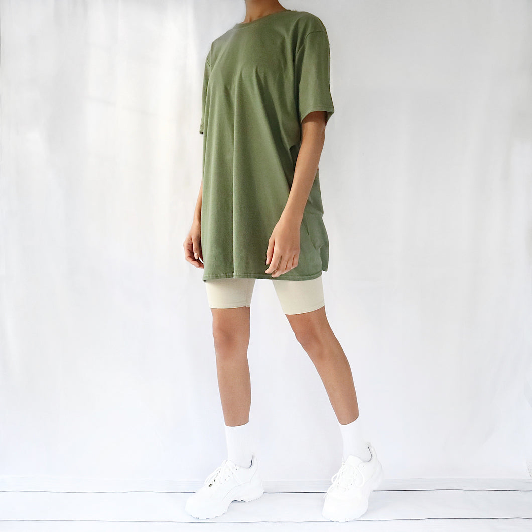 womens oversized t shirt and cycling shorts