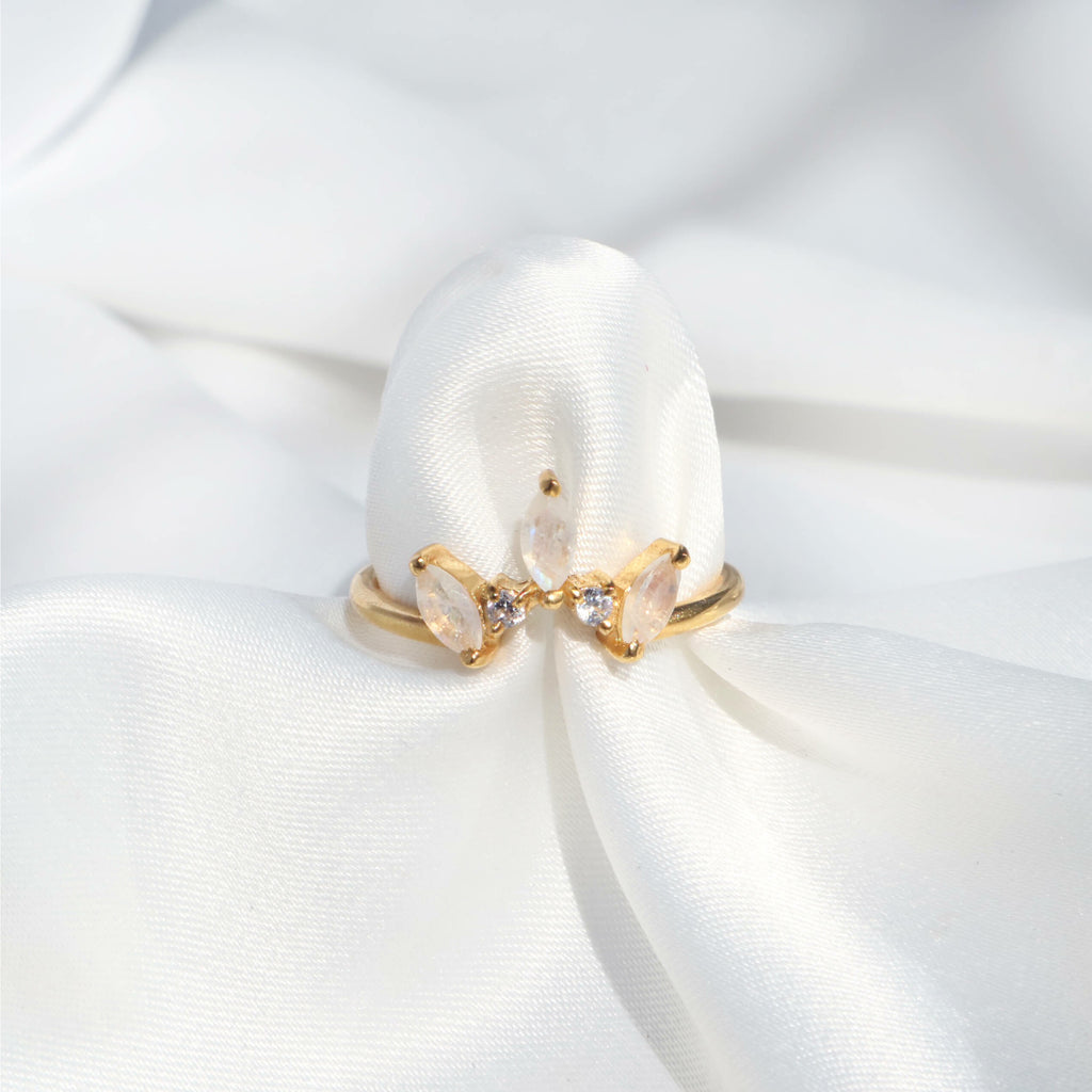 Moonstone Crown Gold Ring | Rani & Co.