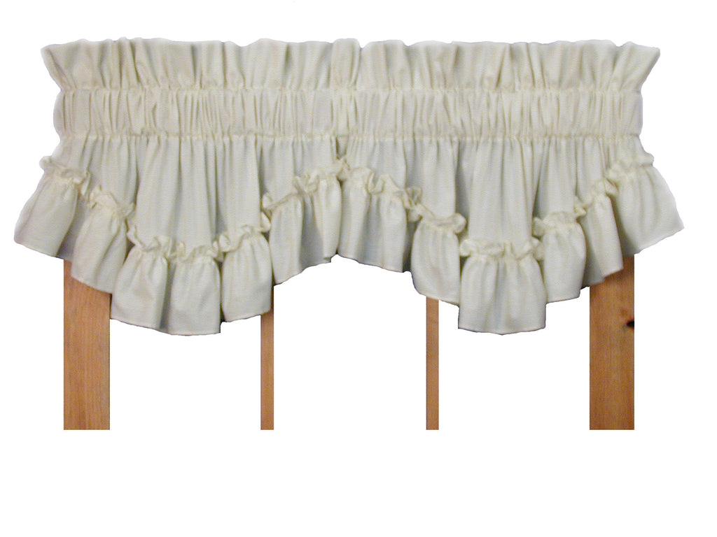 Stephanie Solid Color Country Ruffled Priscilla Window Curtains With Bow Tie Backs