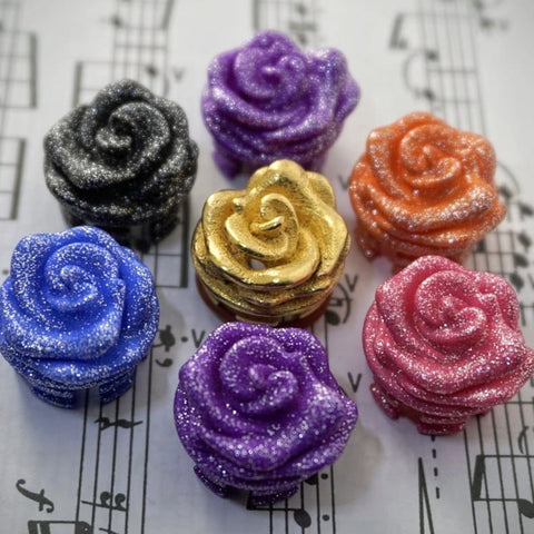 @flutealot coloured and sparkly rose design flute crowns