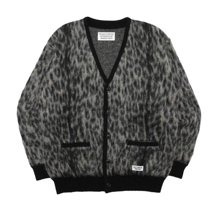 23SS-WMK-KN07] Wacko Maria Leopard Mohair Crewneck Sweater (Gray