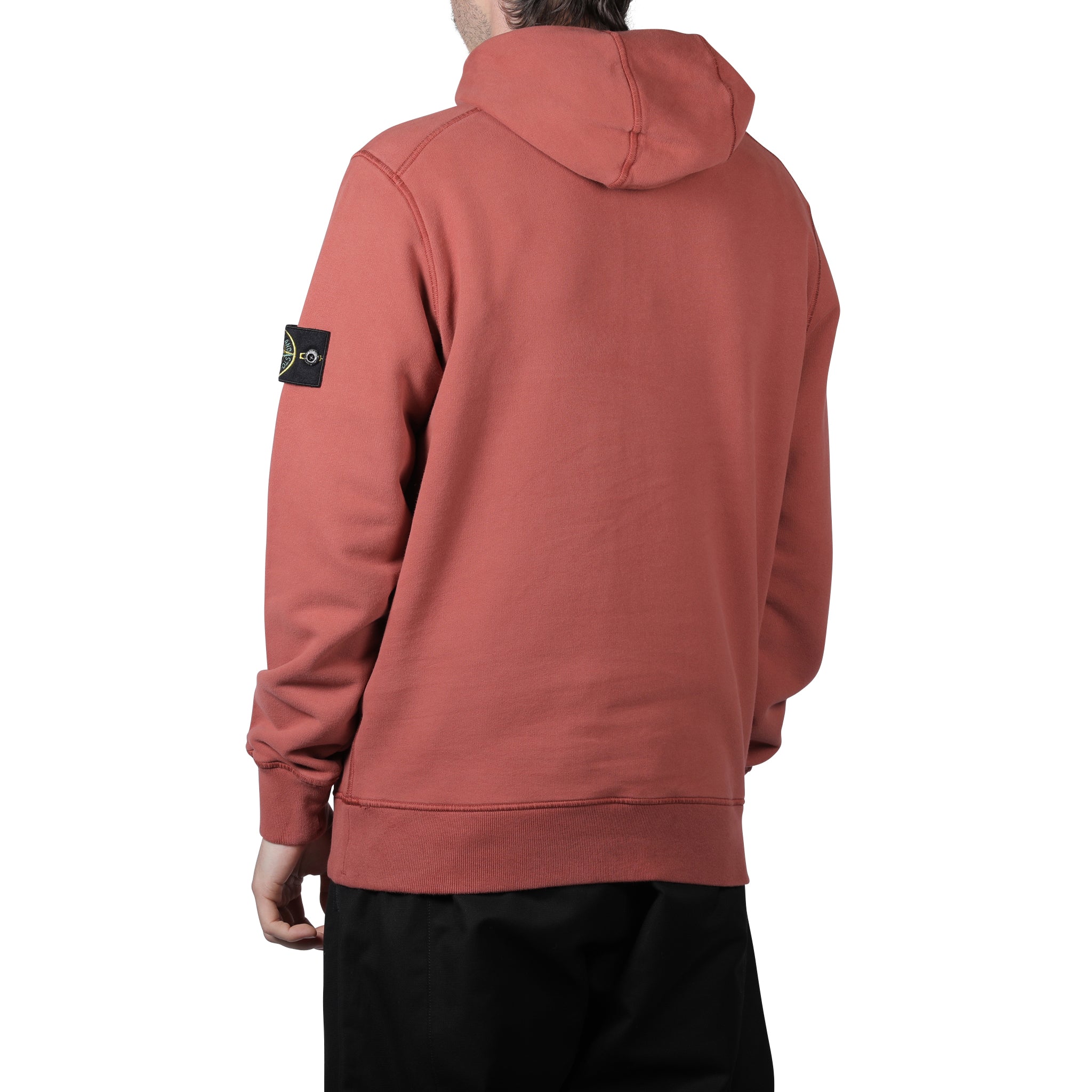 Stone Island Brushed Cotton Fleece Hoodie Brick Red