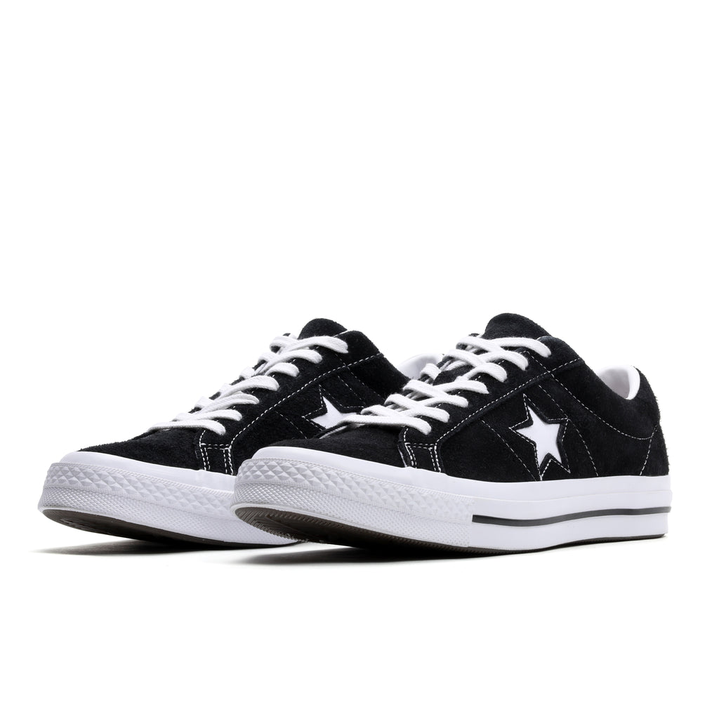converse black mono one star ox suede trainers