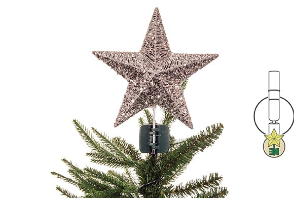 Brown Tan Gold Star Tree Topper with clip Base