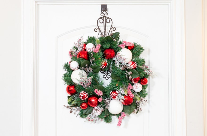 Nordic Wreath Hanging On Front Door