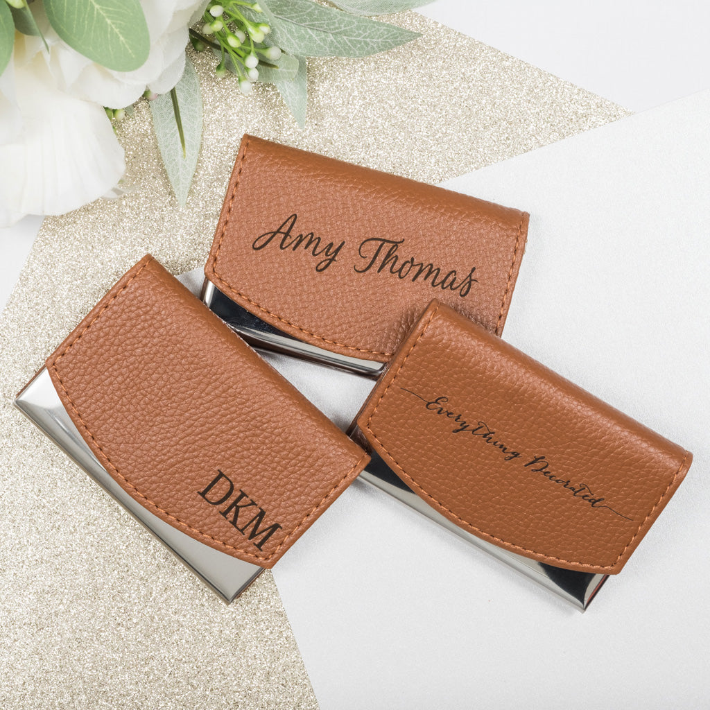 Personalized Business Card Holder Laser Engraved Custom Card Case Everything Decorated