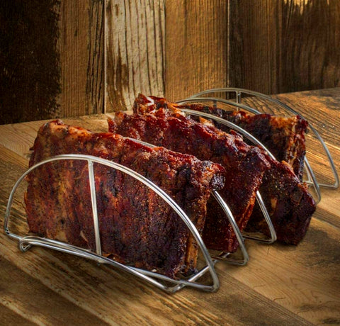 kamado joe stainless rack with cooked ribs